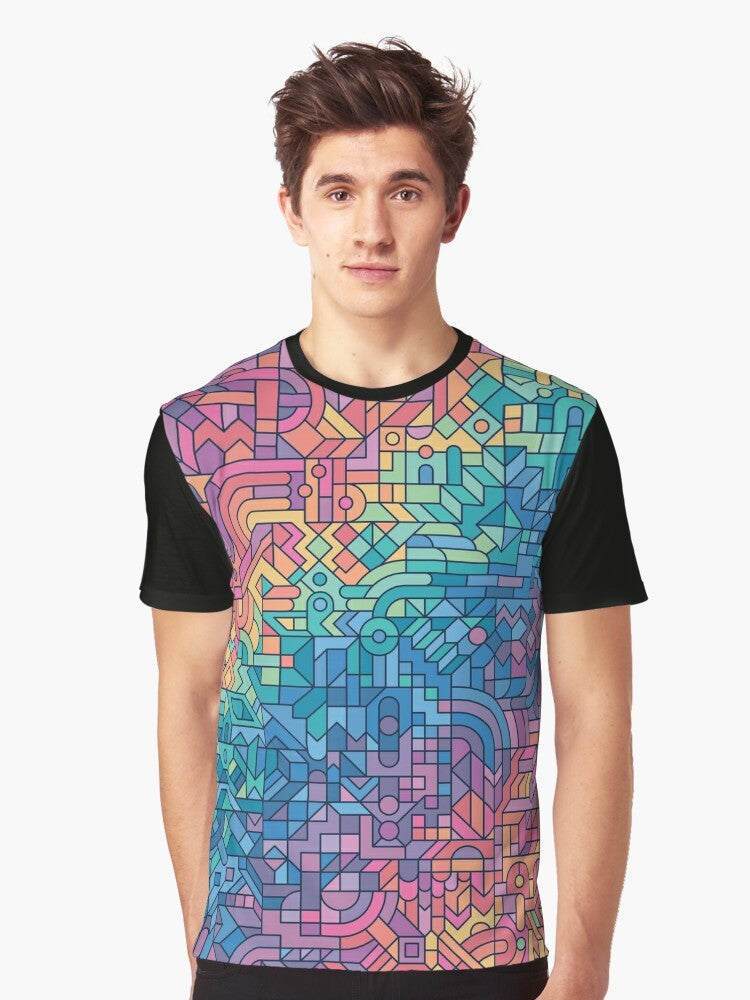 Colorful chaos abstract graphic design on a t-shirt - Men