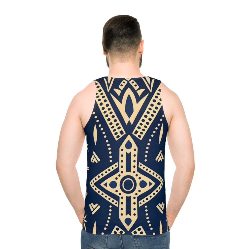 Unisex tank top featuring a traditional African mud cloth pattern - men back