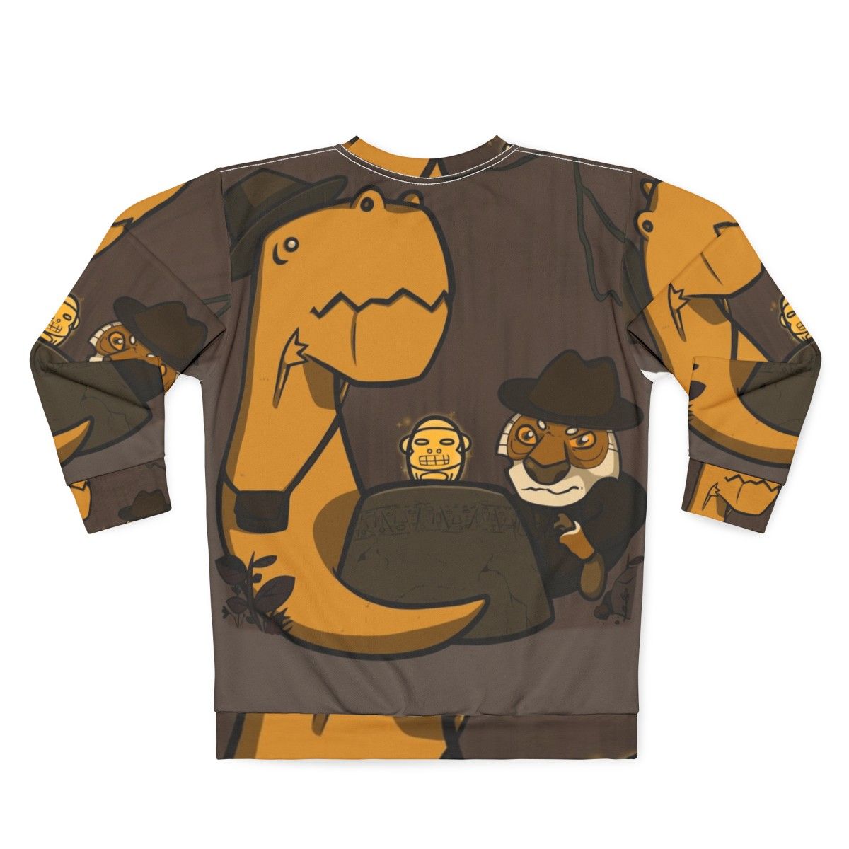 Nervous adventure sweatshirt with dinosaur and tiger in the jungle - Back