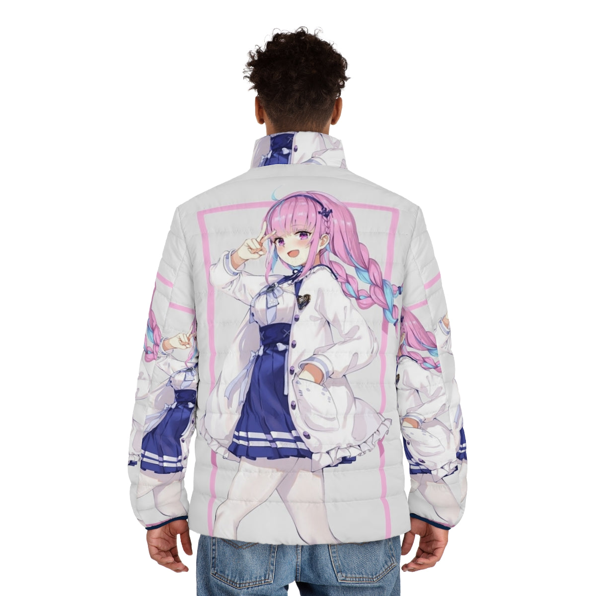 Minato Aqua Hololive VTuber Anime Puffer Jacket - men back