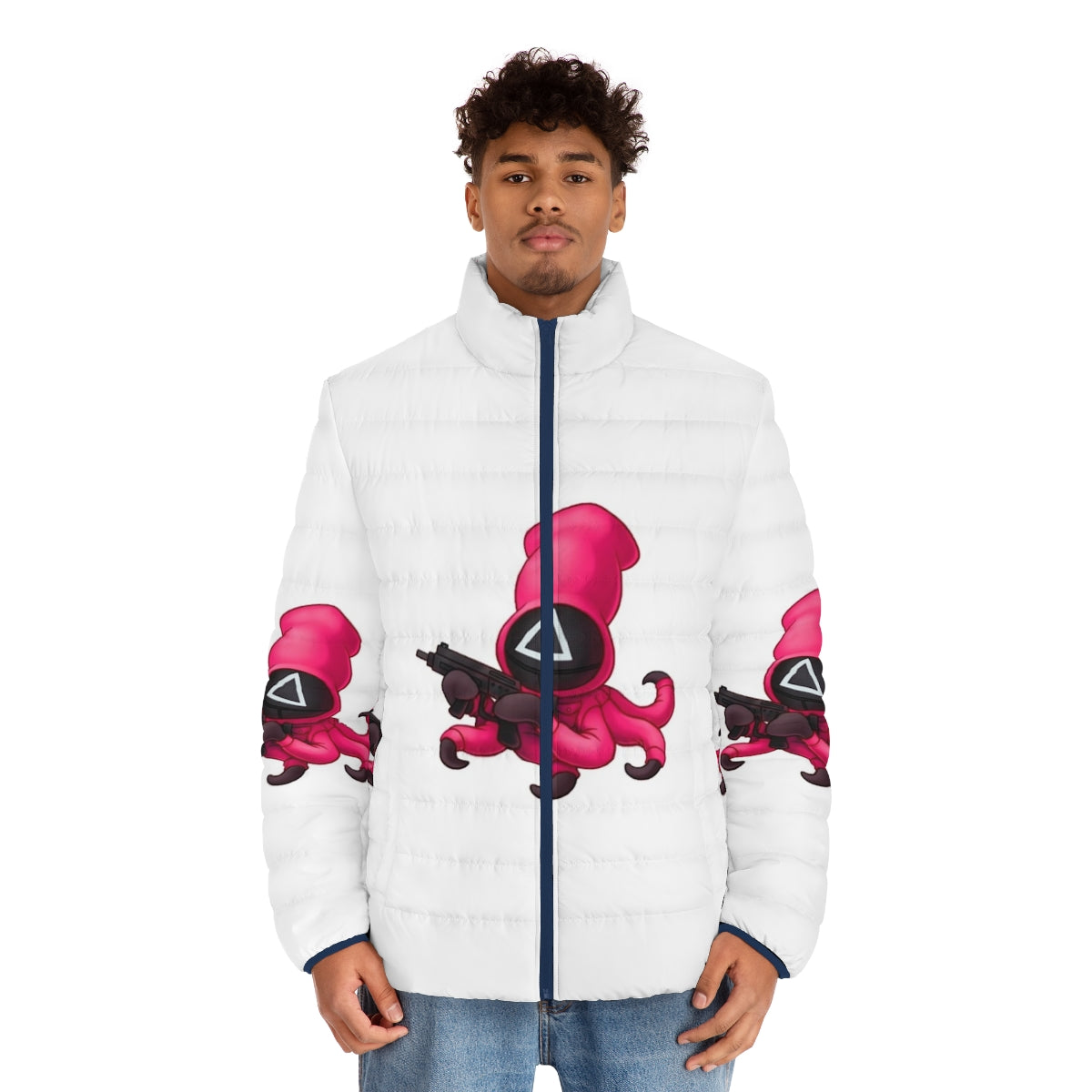 Squid Game Puffer Jacket with official Netflix branding - men front