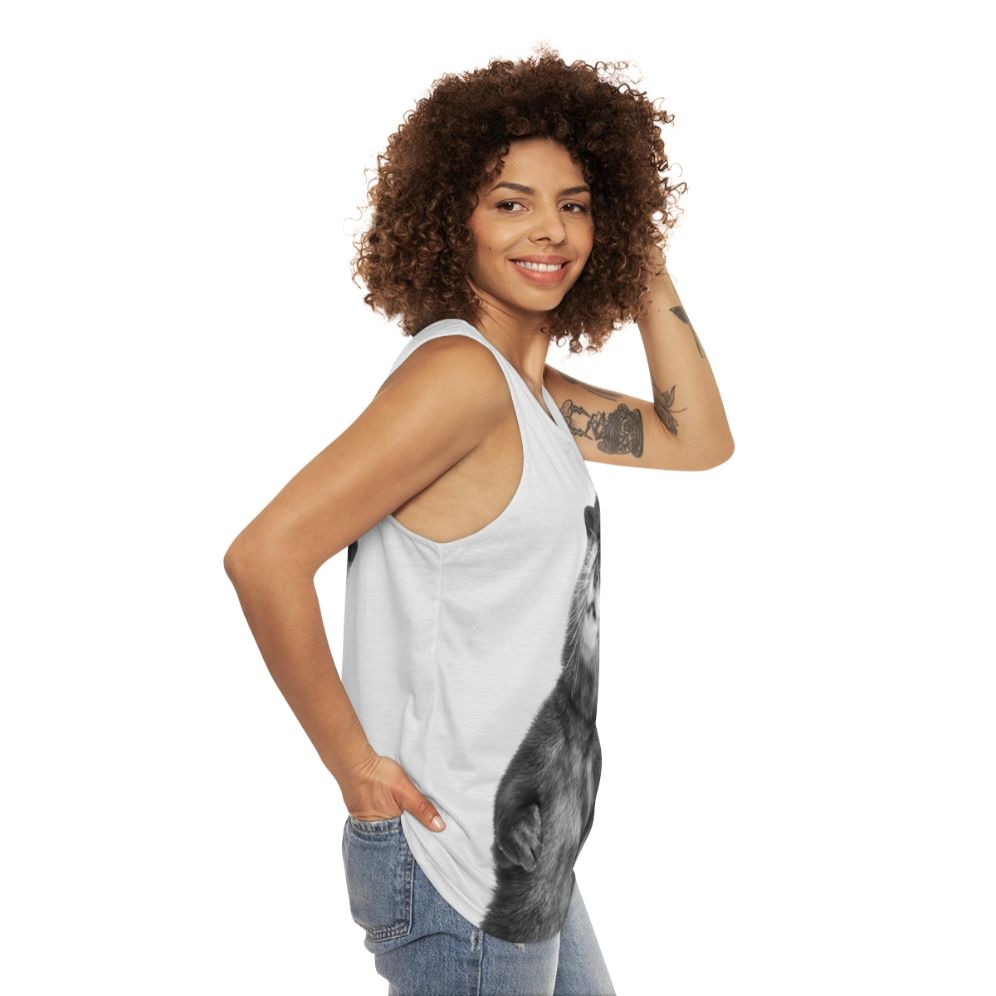 Otter animal portrait graphic on unisex tank top - women side