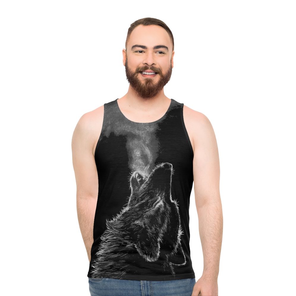 Unisex Wolf Print Tank Top - men