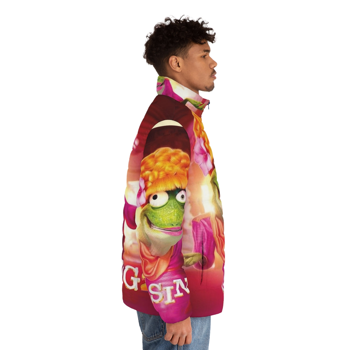 Sing 2 puffer jacket featuring characters from the animated movie - men side right