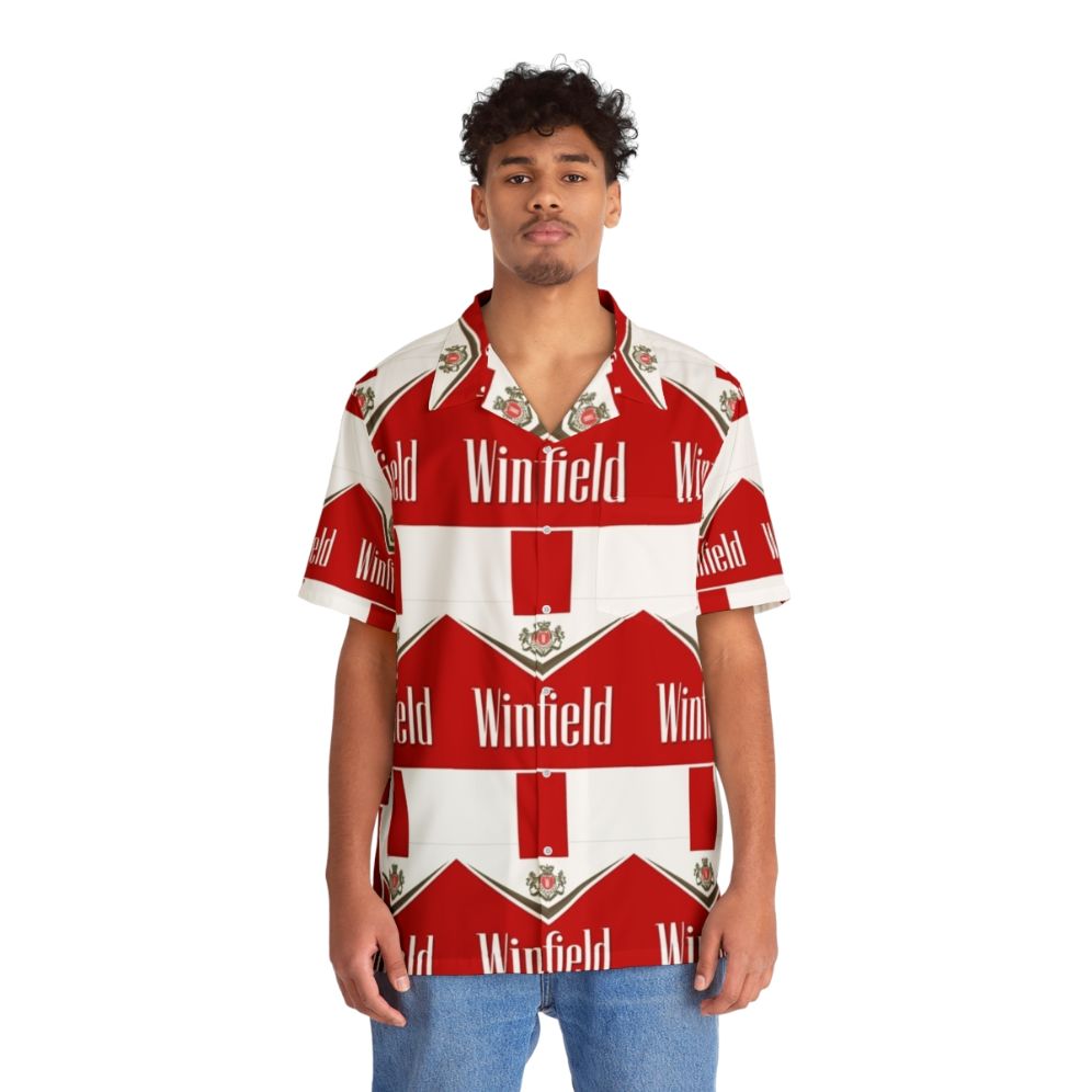 Winfield Red Hawaiian Shirt with Tropical Pattern - People Front