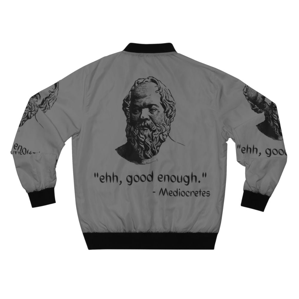 Philosophical mediocretes bomber jacket featuring ancient greek philosophy design - Back