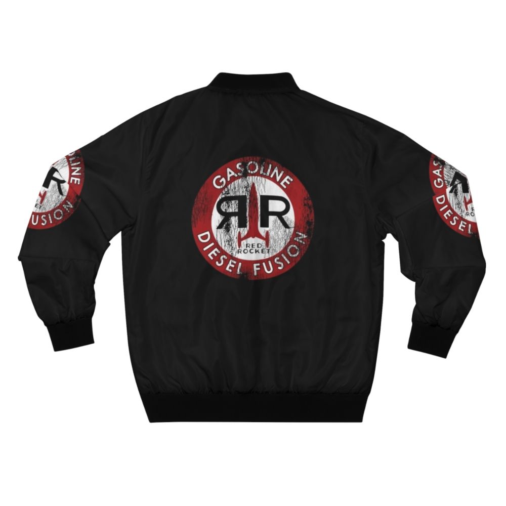 Red bomber jacket with red rocket logo - Back