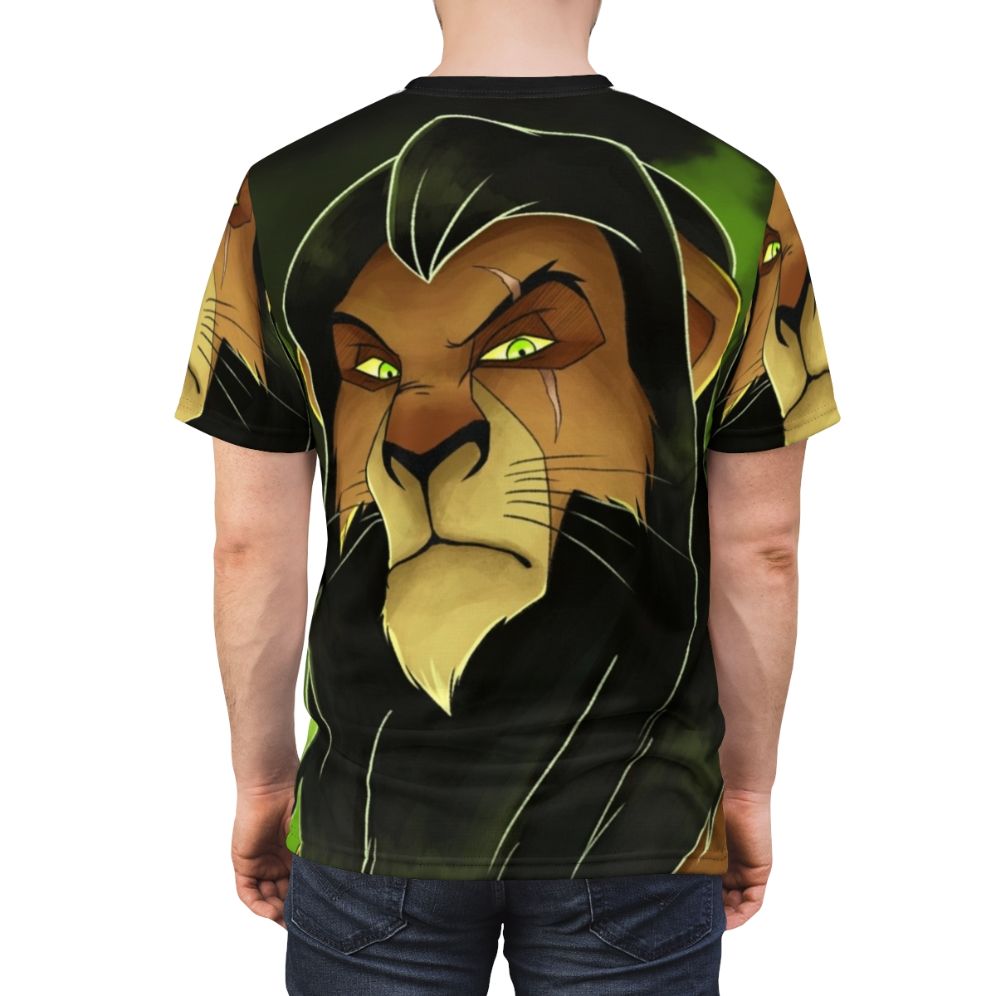 Scar Villain Graphic AOP T-shirt with lion, king, and wildlife elements inspired by The Lion King movie. - men back