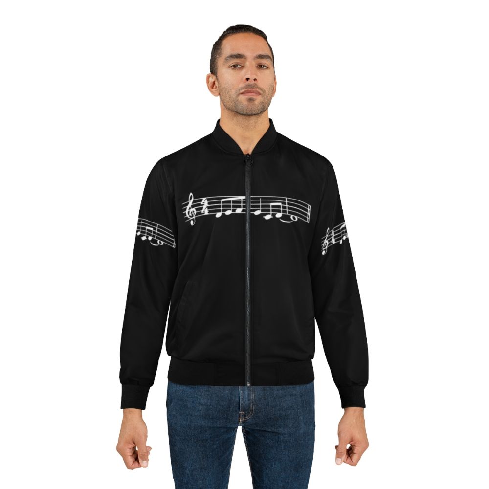 Black bomber jacket with "The Lick" jazz music meme design featuring Adam Neely - Lifestyle