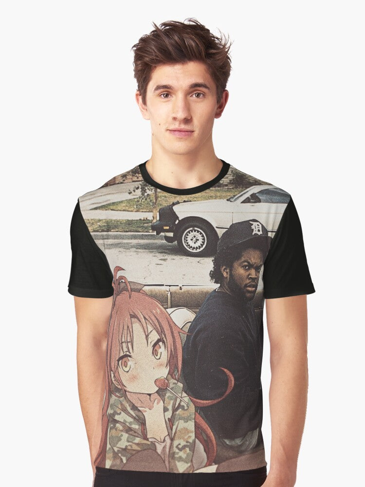 Anime-inspired graphic t-shirt featuring Kyoko Sakura from the Puella Magi Madoka Magica series - Men