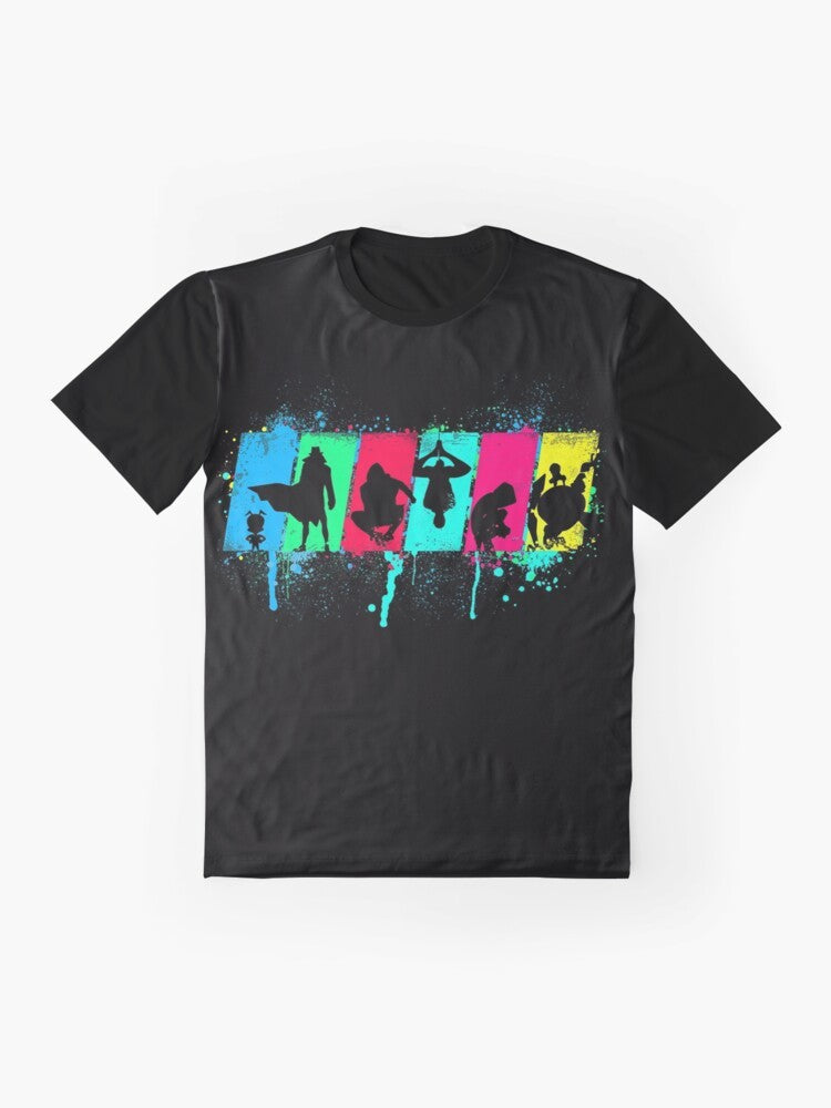 Spider Souls graphic t-shirt featuring a neon silhouette of Spiderman from the Spiderverse - Flat lay