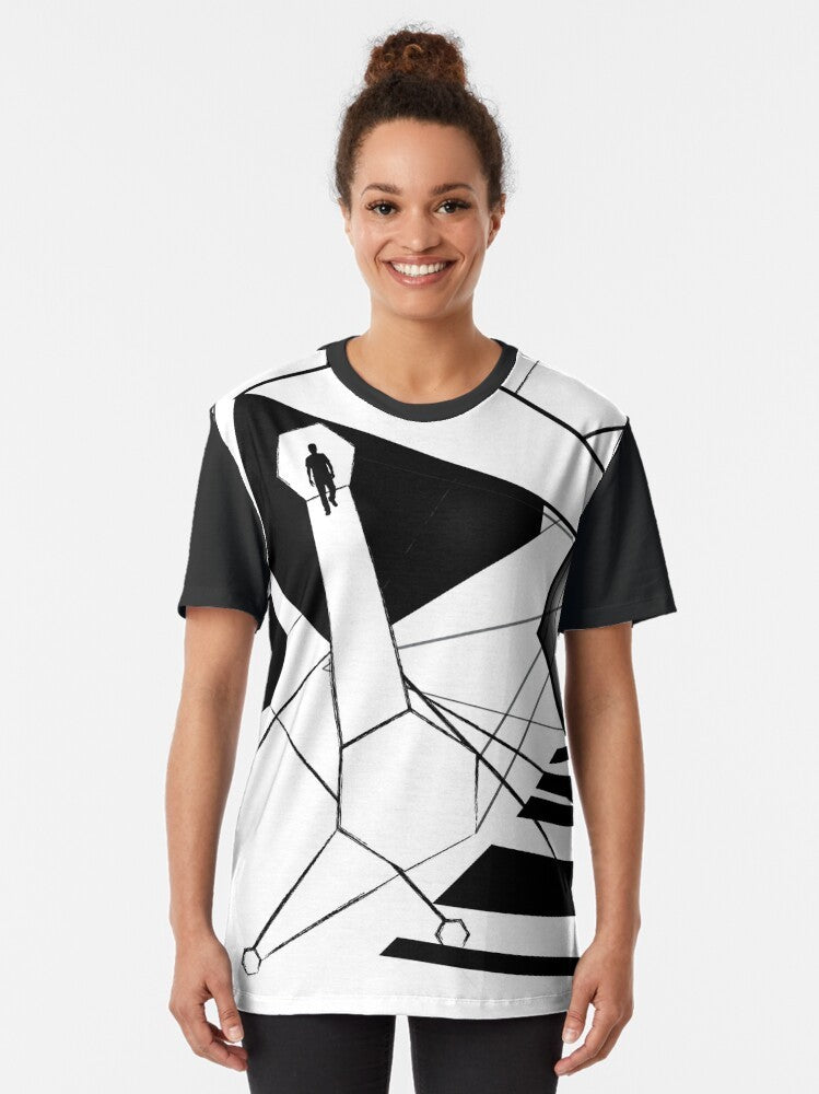 Twilight Zone inspired graphic t-shirt with space and universe design - Women