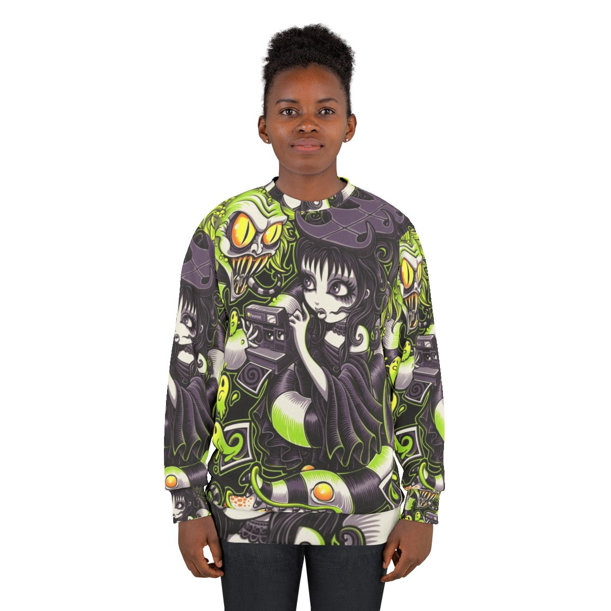 Strange and Unusual Beetlejuice-Inspired Gothic Horror Sweatshirt - women