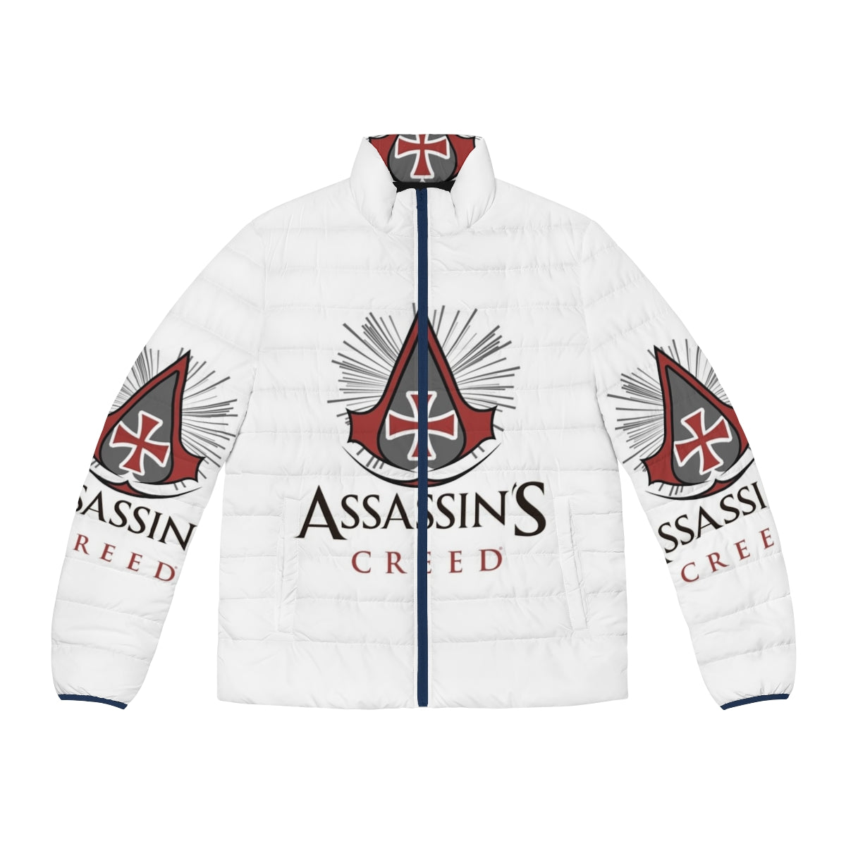 Assassins and Templars Puffer Jacket featuring popular Assassin's Creed video game characters