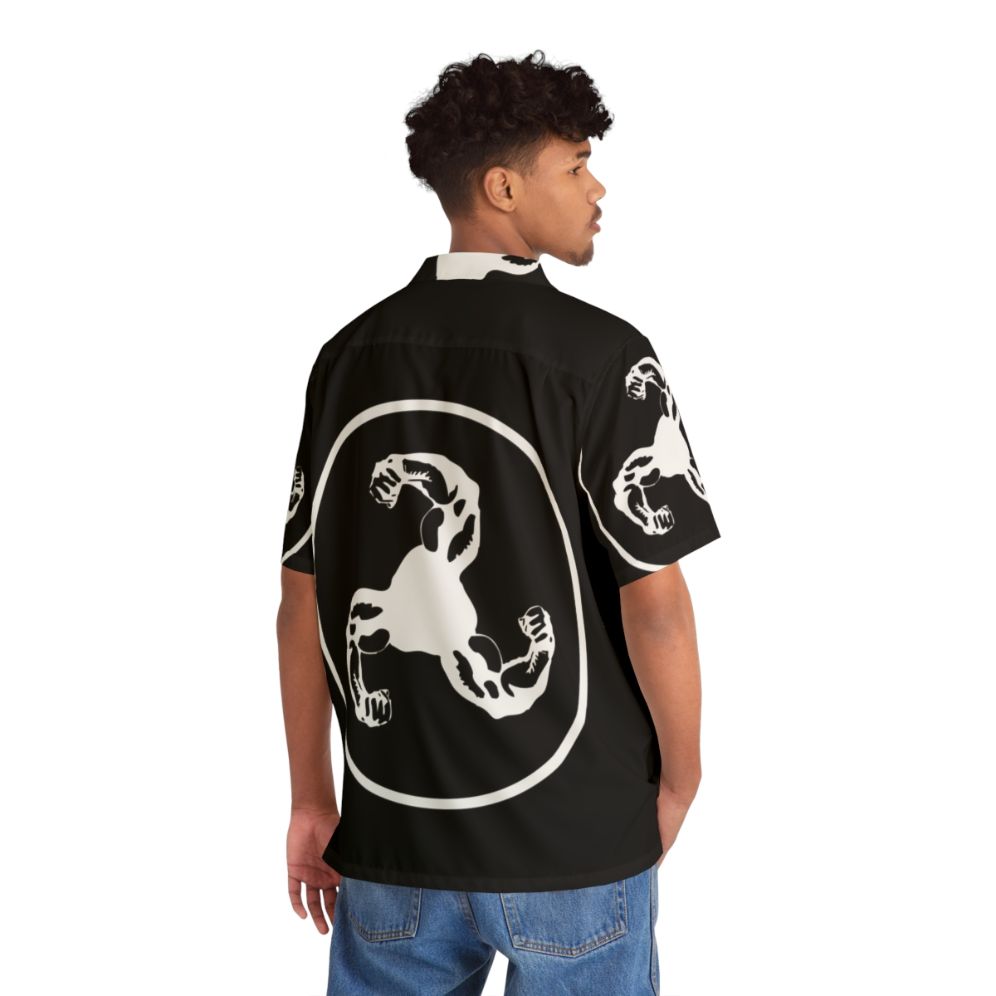 Black and White Bicep Logo Hawaiian Shirt - People Back