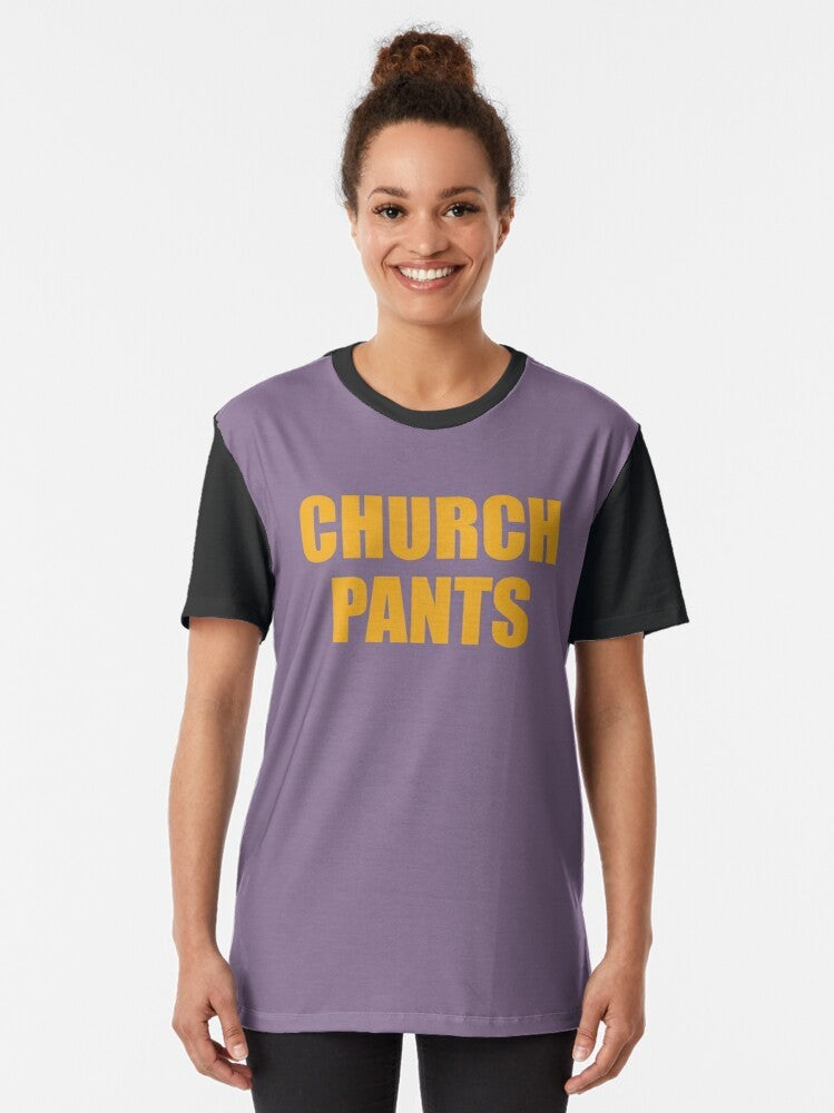 Graphic t-shirt featuring the iconic "iCarly" character Penny and her church pants - Women