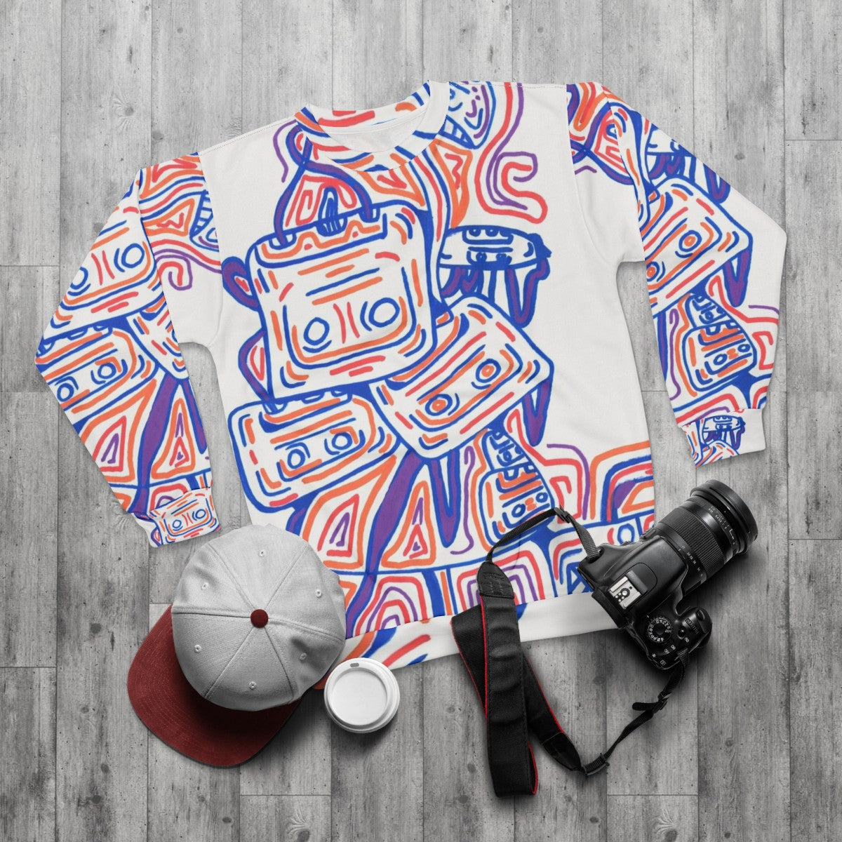 Retro Sikes Tapes Graphic Design Sweatshirt - flat lay