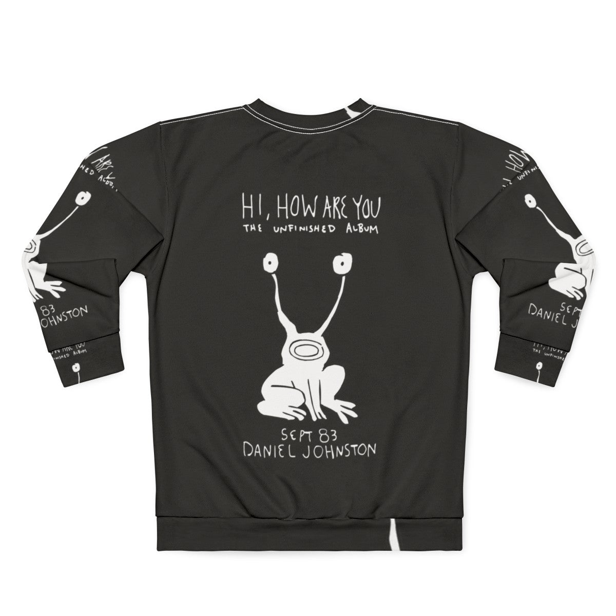 Hi How Are You Daniel Johnston Sweatshirt featuring the iconic album cover design - Back