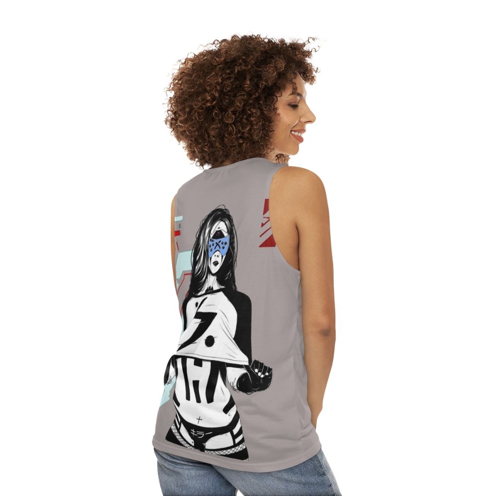 Cyberpunk Cyborg Unisex Futuristic Tank Top - women back