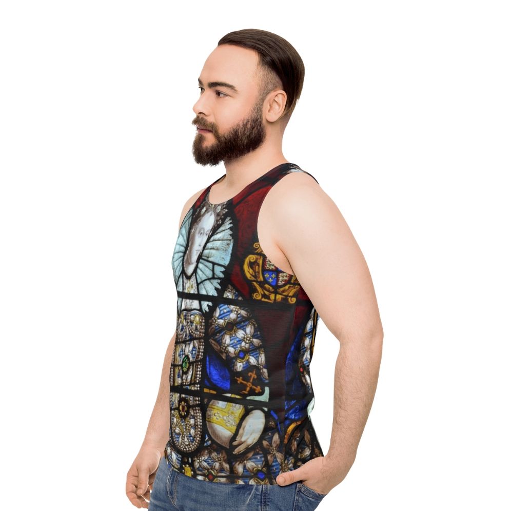 Queen Elizabeth I Stained Glass Unisex Tank Top - men side