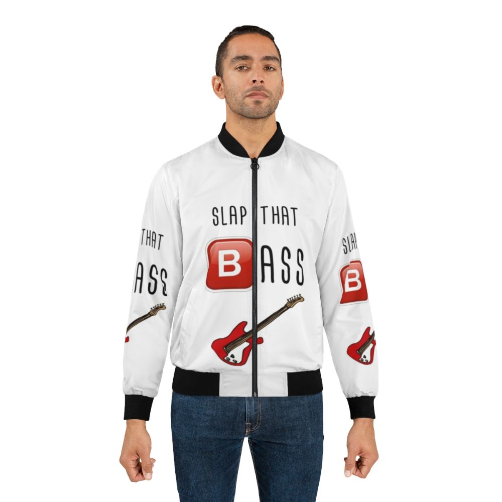 Bomber jacket with "Slap That Bass" design, featuring an impossible bassline and Davie504 reference - Lifestyle