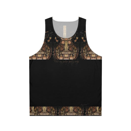 Steampunk guitar illustration on a unisex tank top