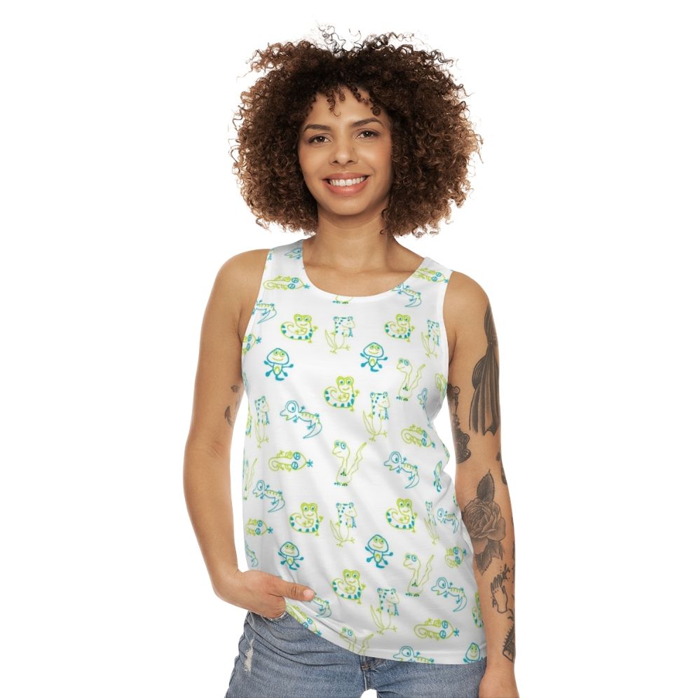 Lizard print unisex tank top - women