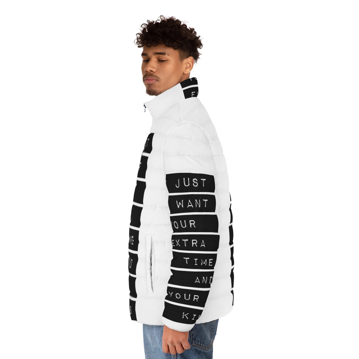 Puffer jacket inspired by 80s and 90s music and fashion - men side left