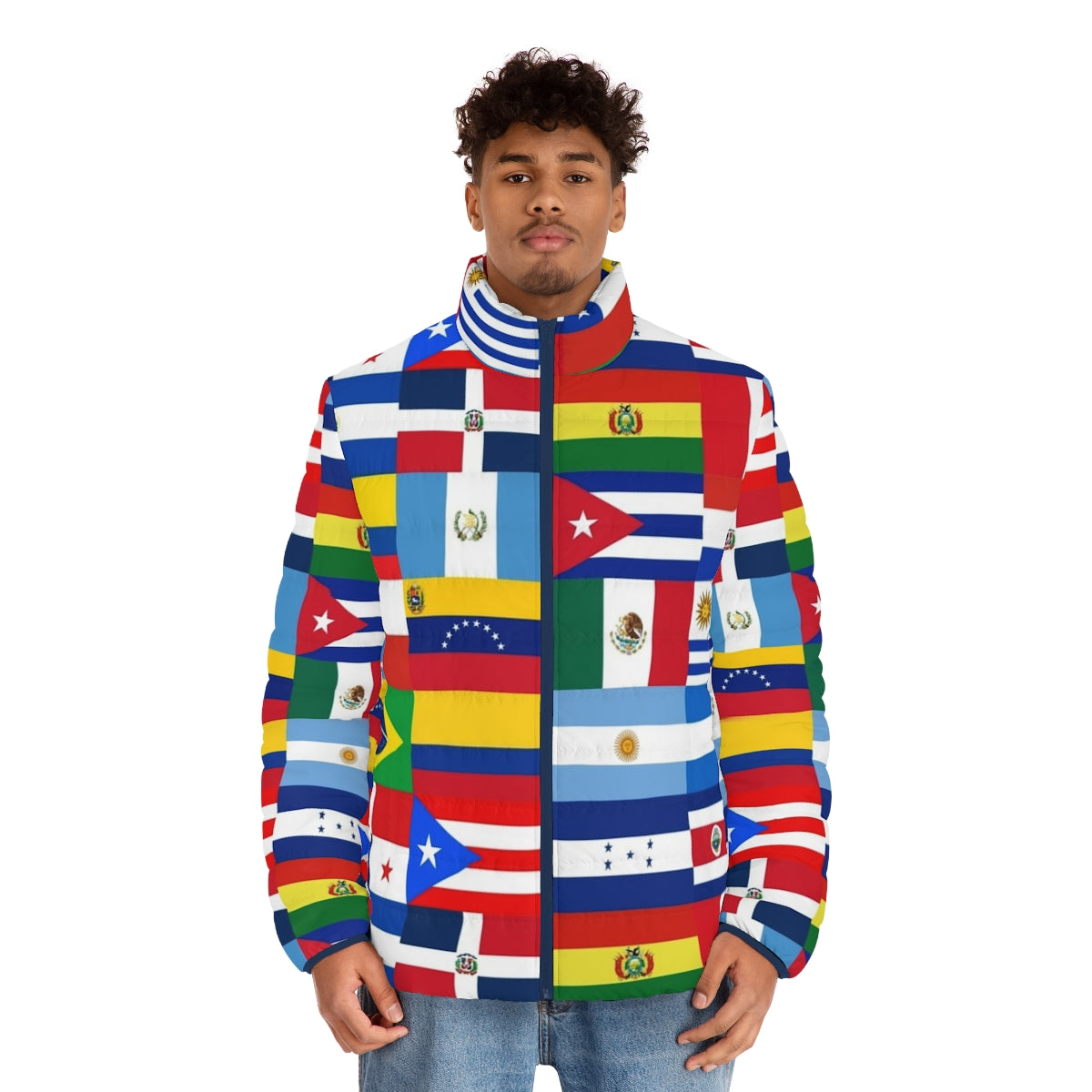 Flags of Latin America Puffer Jacket - men front