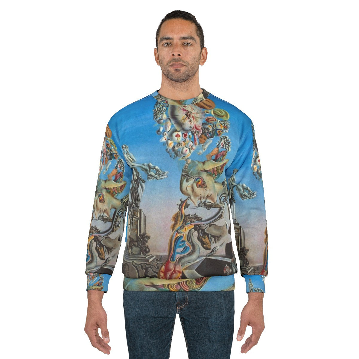 Surreal Salvador Dali-inspired desert dreamscape sweatshirt - men