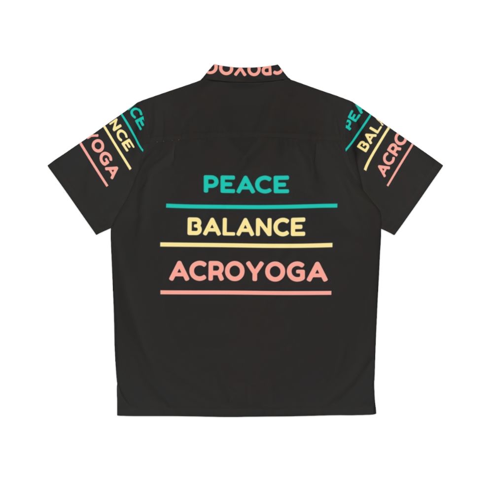 Vibrant acroyoga Hawaiian shirt with yoga and acrobatic graphics - Back