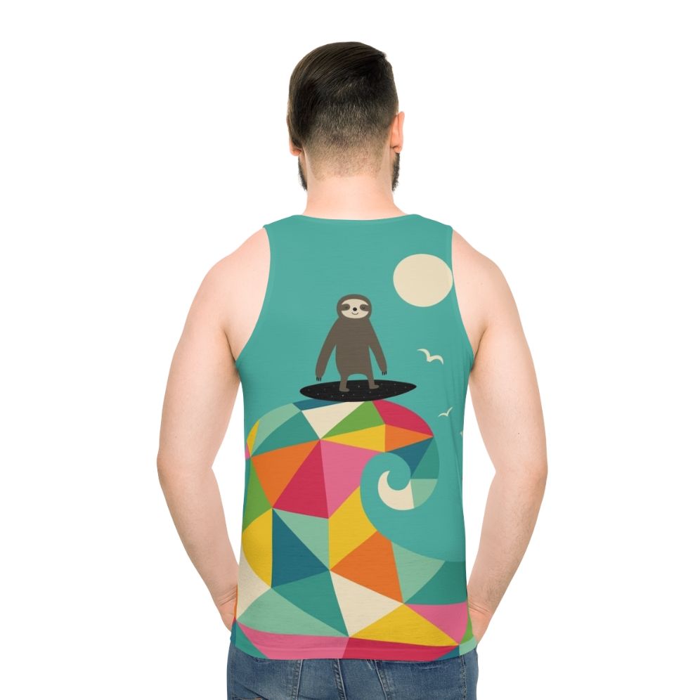 Surfs Up Sloth Unisex Tank Top - men back