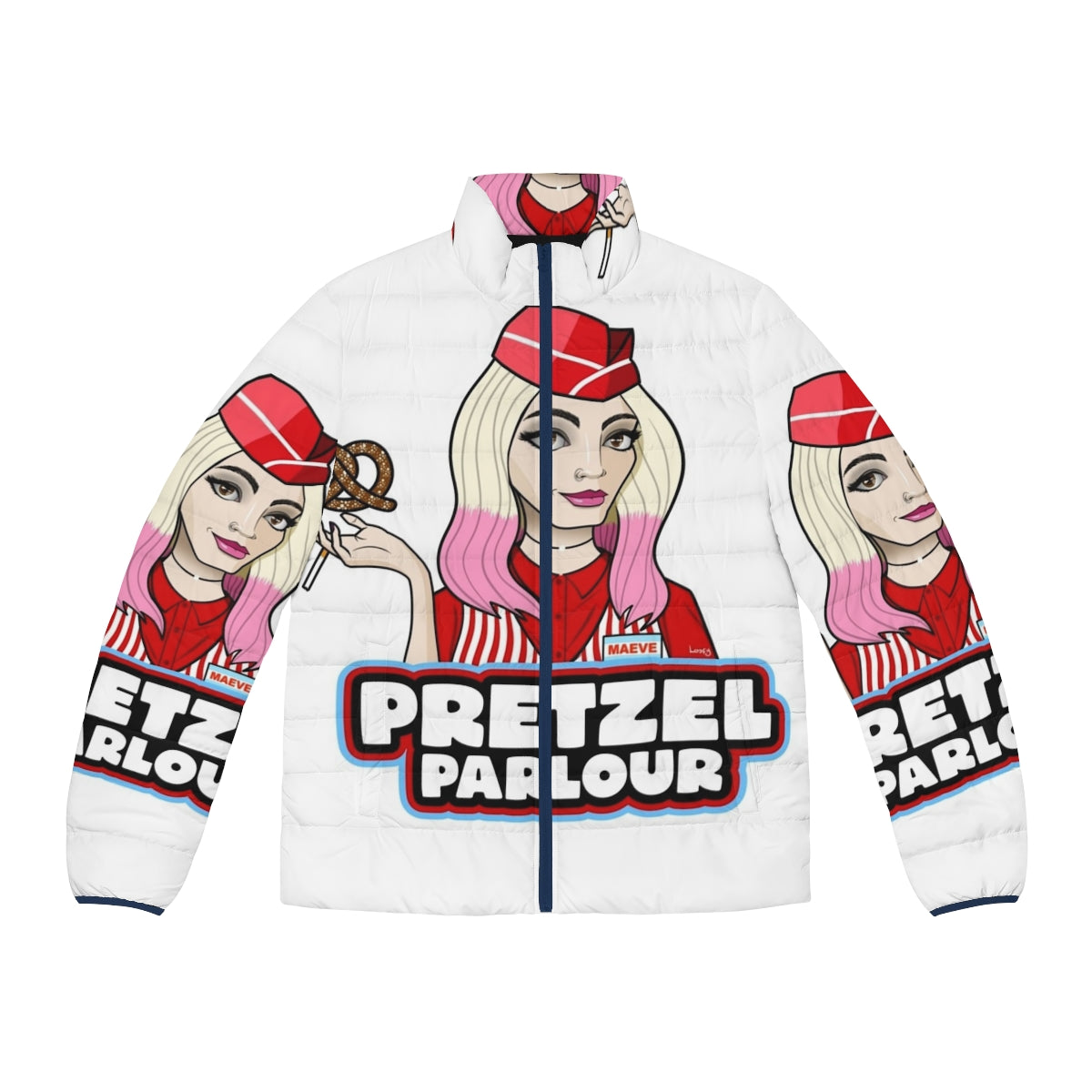 Pretzel Parlour Maeve Puffer Jacket, inspired by the Netflix series Sex Education