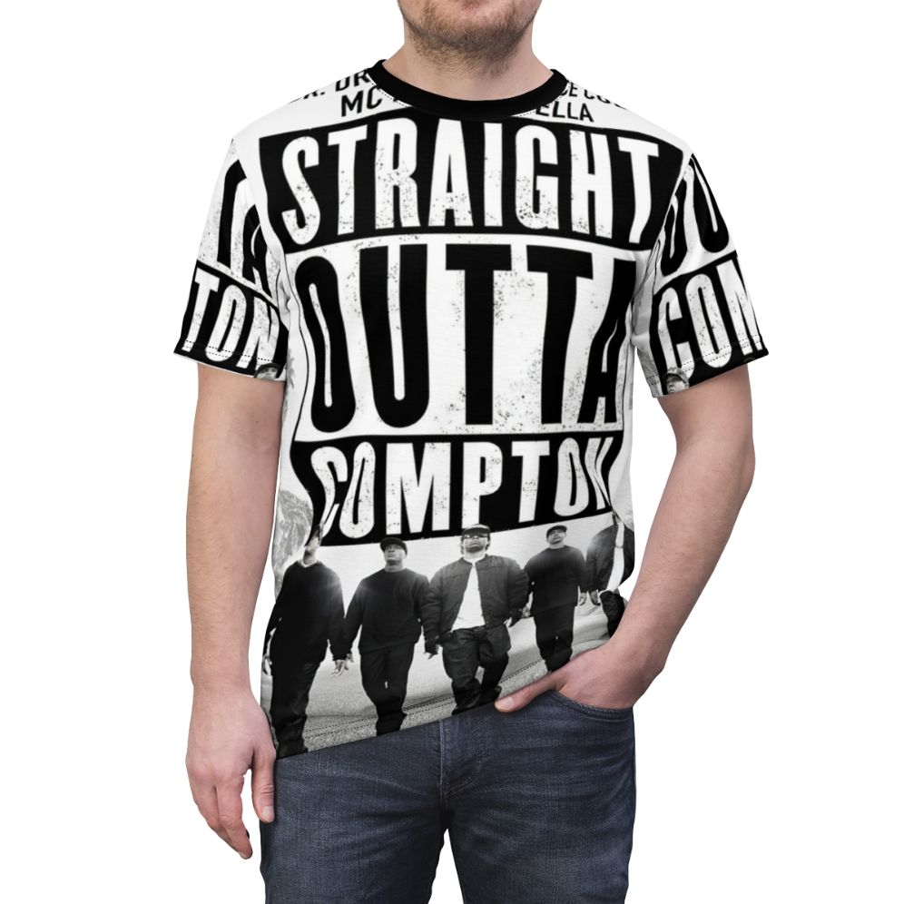 Stylish AOP T-shirt featuring a modern rap design - men front