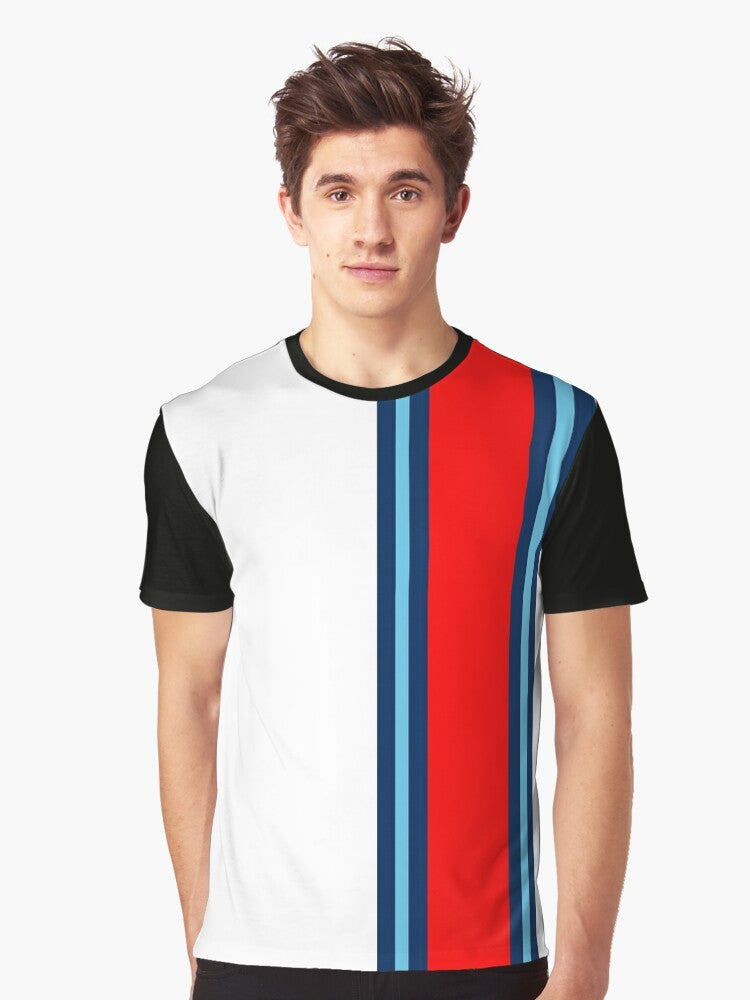 Martini Stripe Graphic T-Shirt - Minimalist Racing Inspired Design - Men