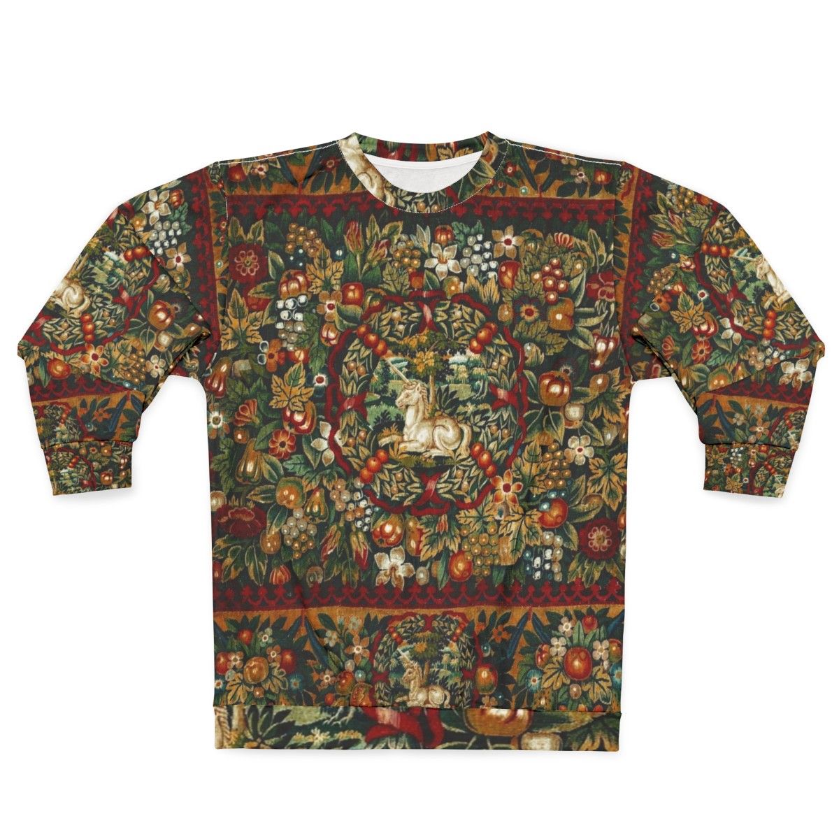 Medieval Unicorn Floral Tapestry Sweatshirt