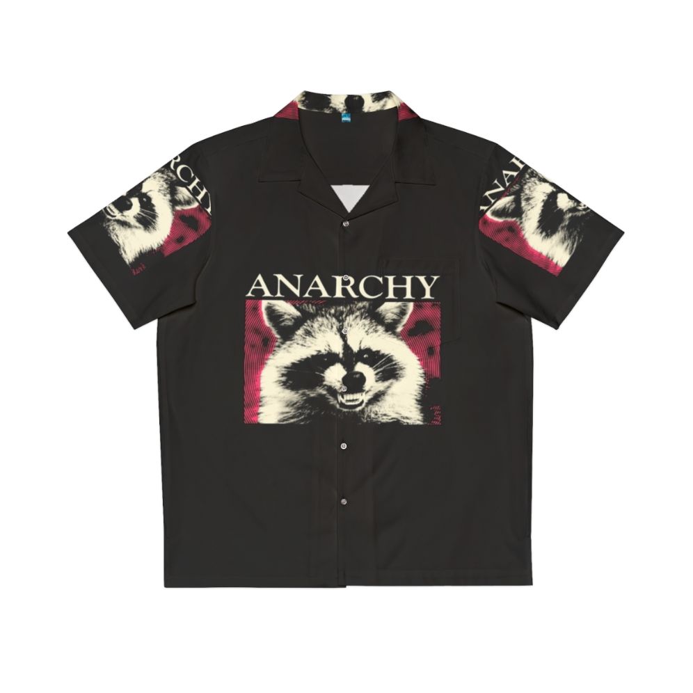 Anarchy raccoon in pink Hawaiian shirt design