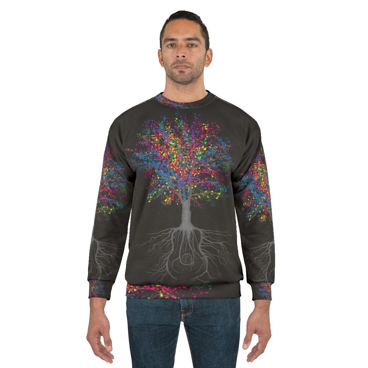 Colorful trees and musical nature inspired sweatshirt - men