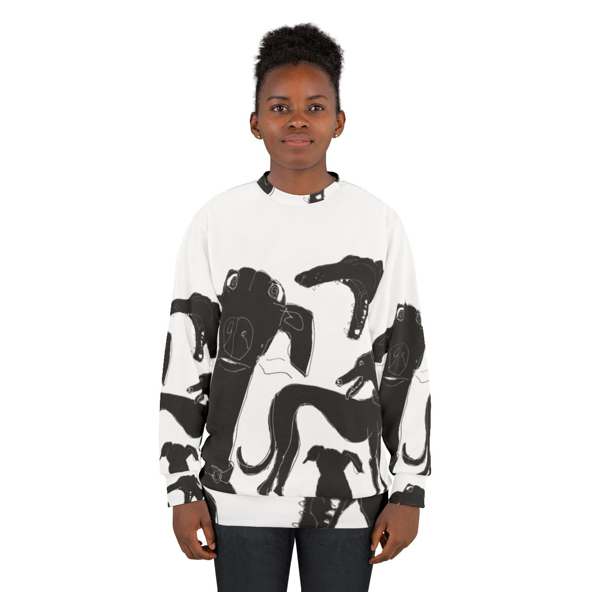 Greyhound pixel dog sweatshirt - women