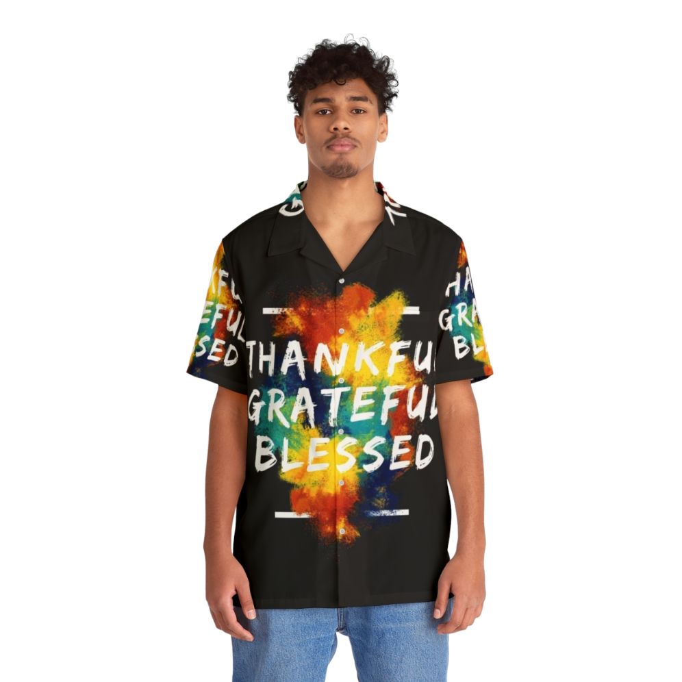 Thankful Grateful Blessed Hawaiian Shirt - People Front