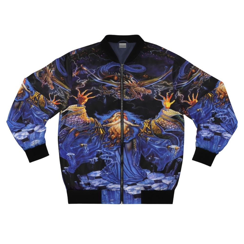 Magical dragon and wizard graphic bomber jacket