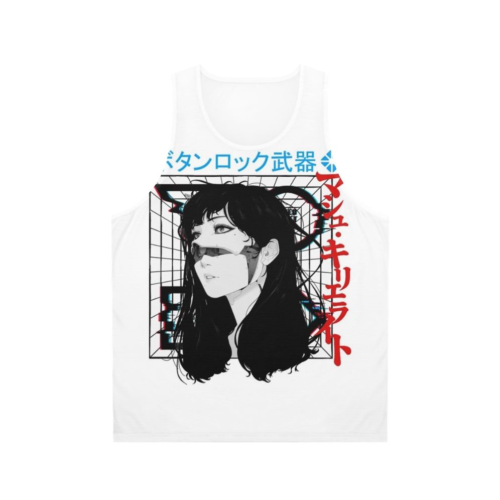 Cyberpunk cyborg woman in vaporwave urban style tank top