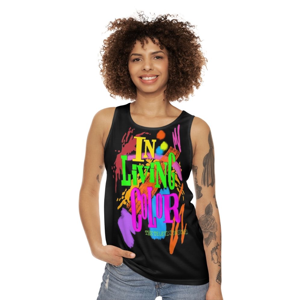 90s Unisex Tank Top with "In Living Color" Design - women