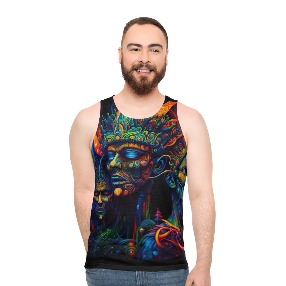 Trippy psychedelic DMT elf unisex tank top - men