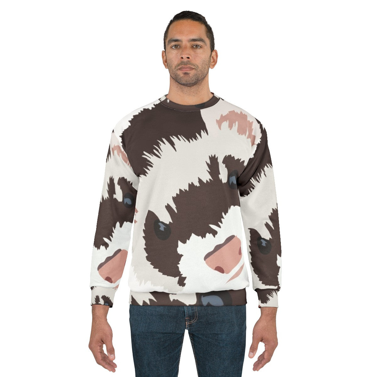 Ferret Head Sweatshirt featuring a vector design of a ferret's head - men