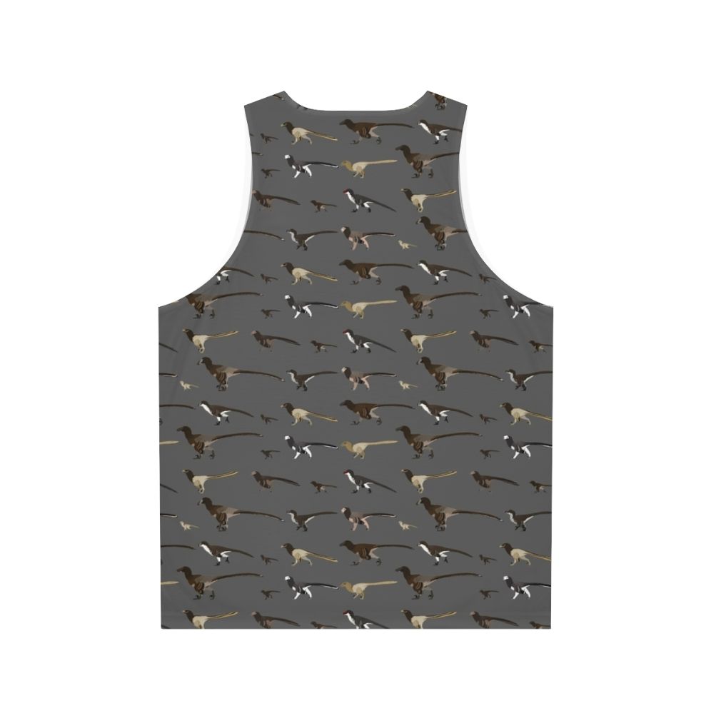 Dromaeosaurid dinosaur pattern unisex tank top - Back