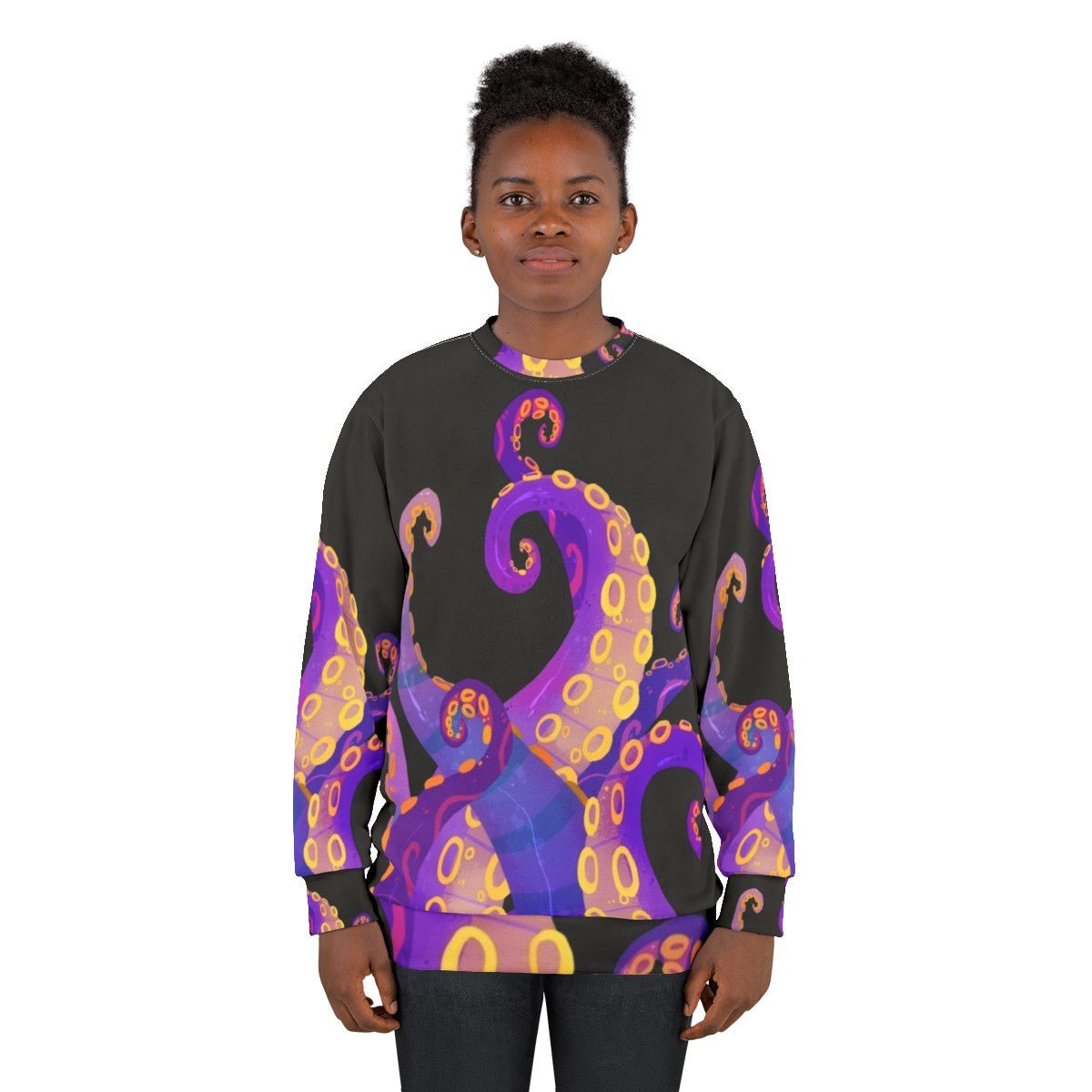 Tentacles Sweatshirt 3 - Cthulhu Inspired Purple Sea Creature Apparel - women