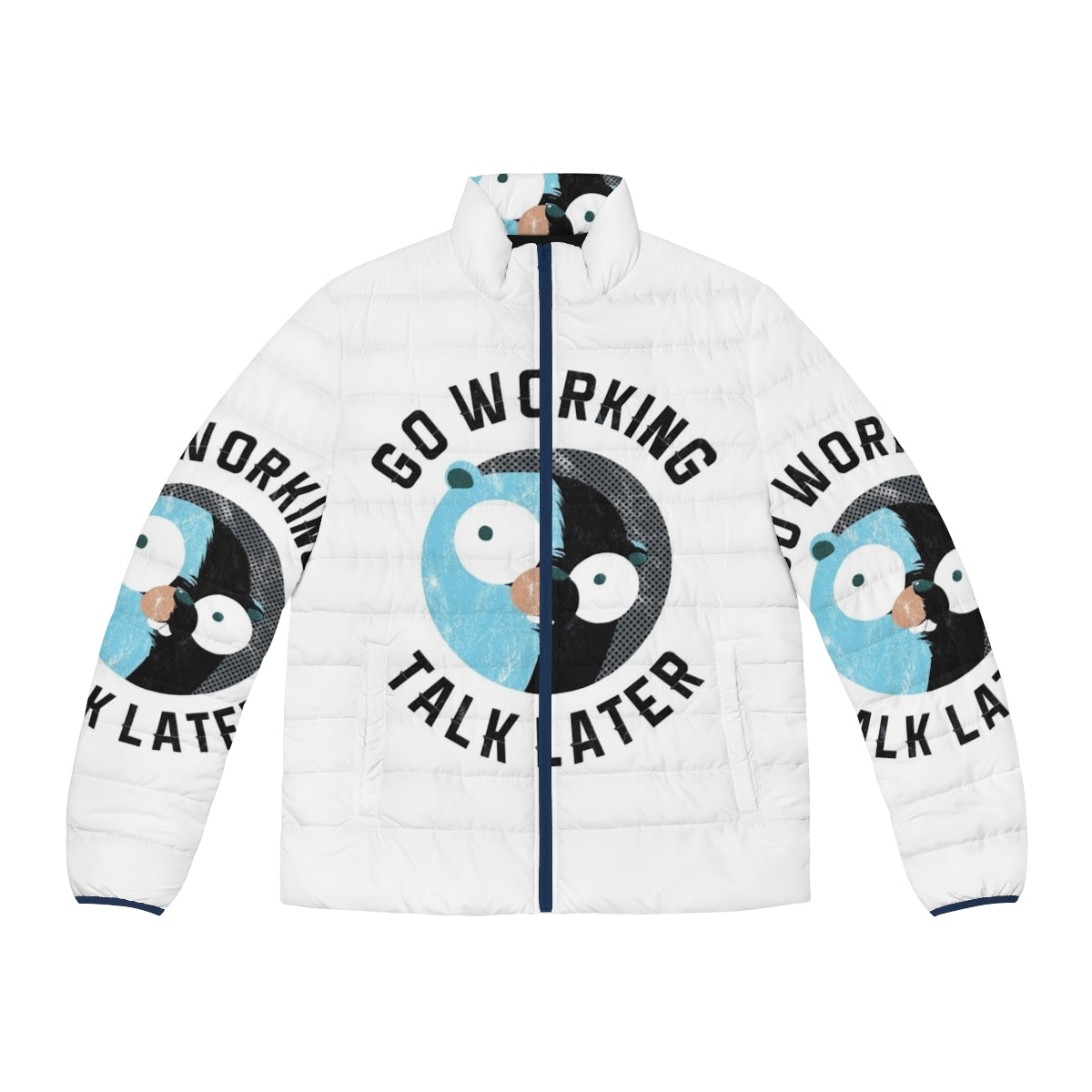 Golang gopher puffer jacket with programming language design