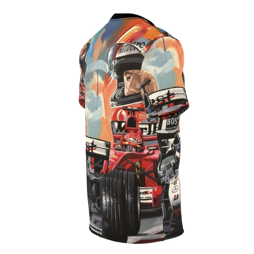 Formula One Racing Inspired T-shirt Featuring Michael Schumacher and Mika Hakkinen - men right