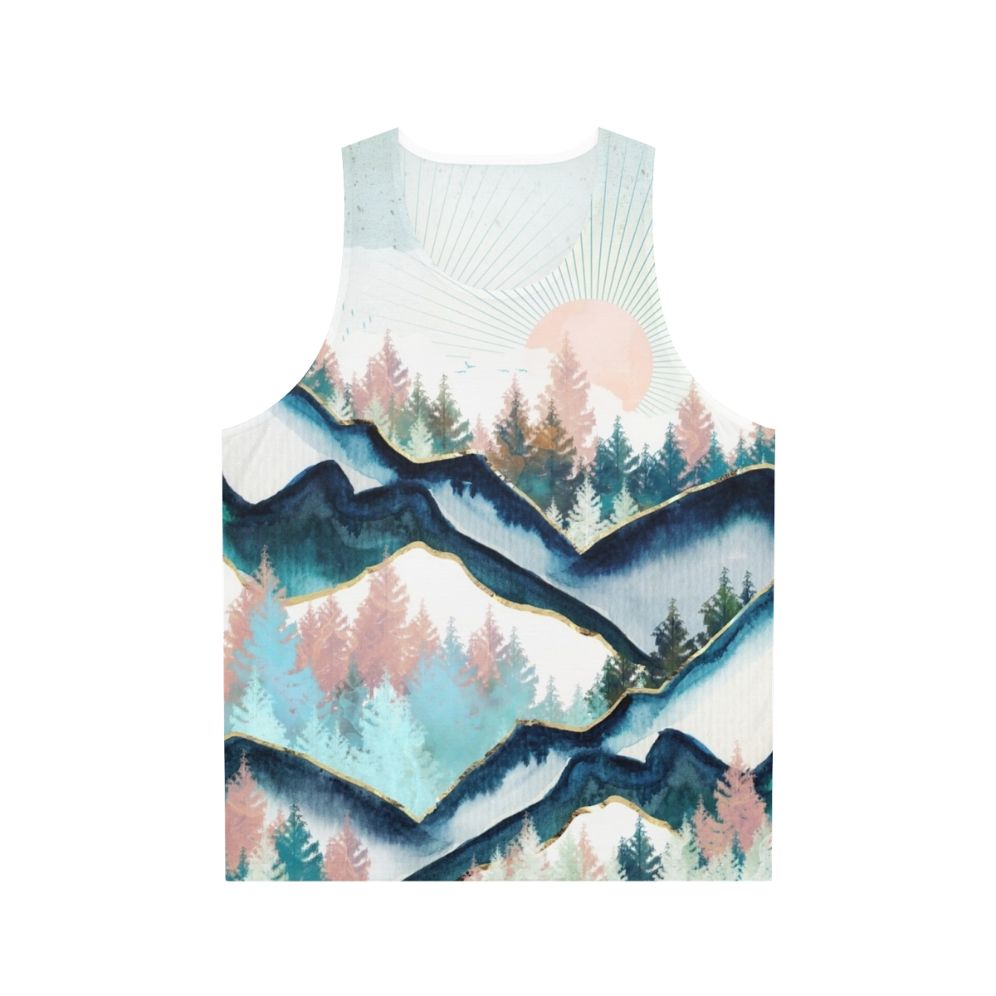 Watercolor winter forest unisex tank top